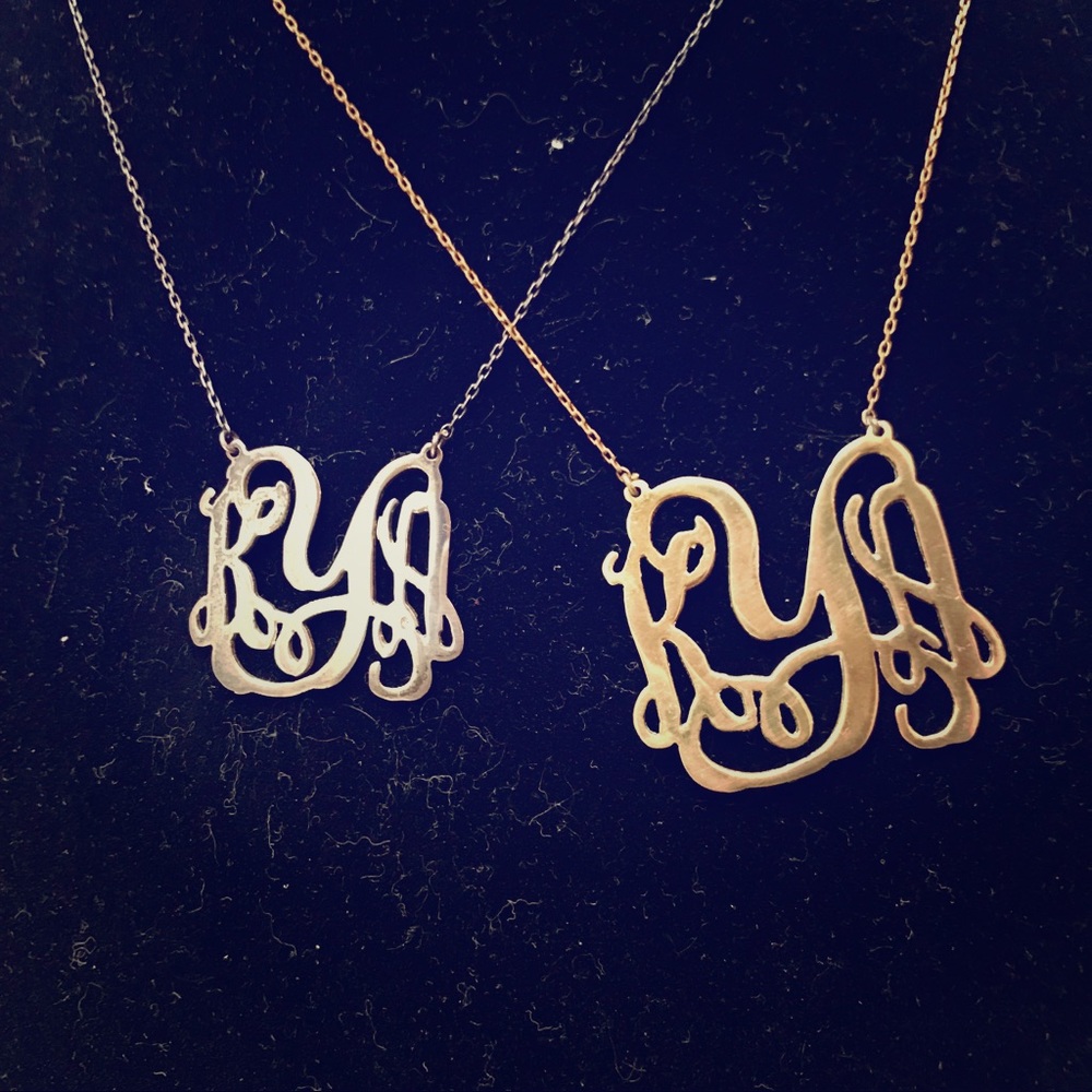 Two Monogrammed Necklaces + Ring Combo - image 1